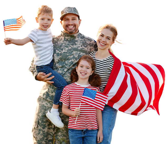 US Soldier Having US Flags